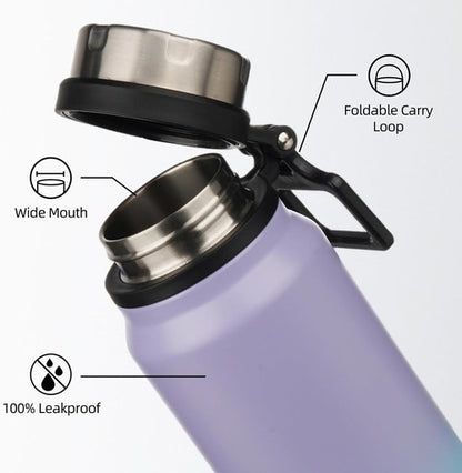 BJPKPK 32oz Insulated Water Bottle - BPA-Free Stainless Steel Thermal Flask | Lavender Green Color