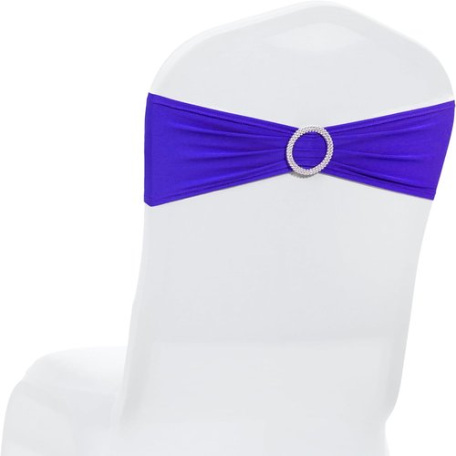 MDS Spandex Chair Sashes - Premium Stretch Covers with Buckle Slider for Weddings & Events | Royal Blue, Pack of 50