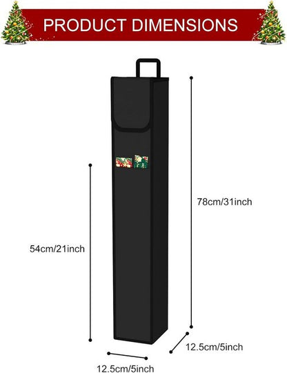Demao Wrapping Paper Storage Bag - Gift Organizer for 9 Rolls | Black 2-Pack with Pocket for Crafts