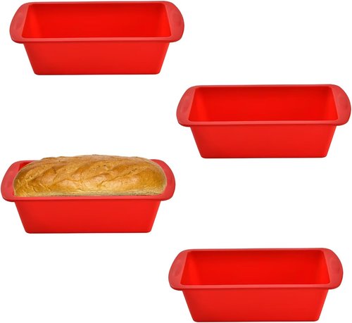 AVIDON Silicone Baking Pans Set - Nonstick Bakeware for Cakes, Loaf, Muffins | 4-Piece Set (7.5-Inch Loaf Pan)