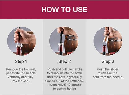 Wine Opener Set, IPEROT Air Pressure Pump Bottle Opener with Foil Cutter, Aerator Pourer, Vacuum Stopper(4PCS), Simple Cork Remover, Efficient Corkscrew Bottle Opener, Great for Wine Lovers