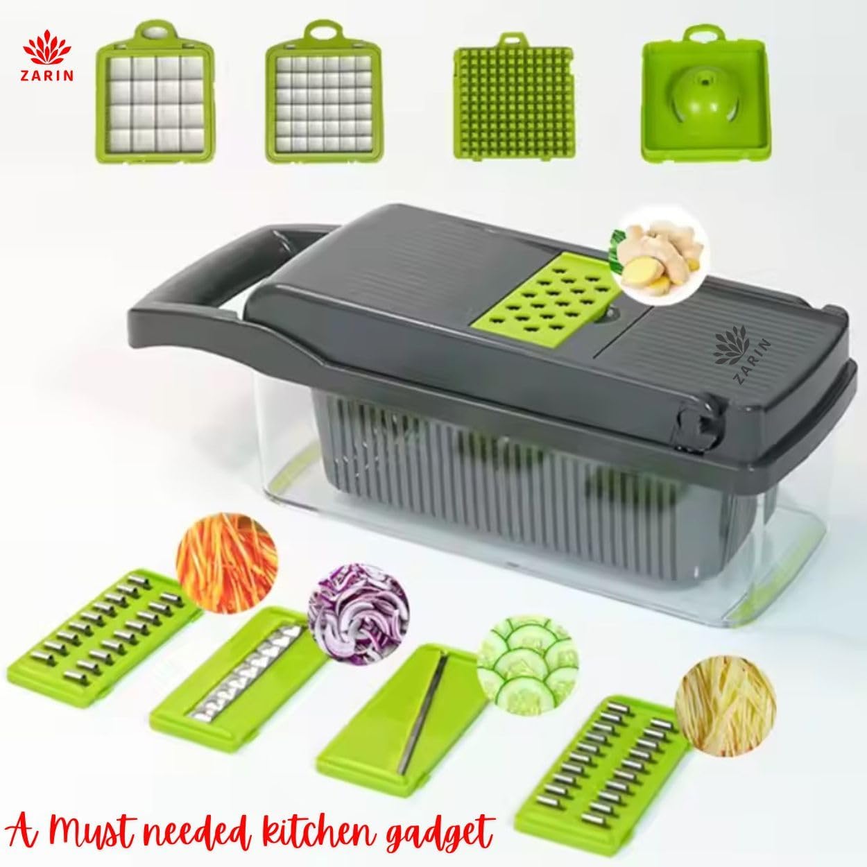 ZARIN 16-In-1 Vegetable Chopper & Slicer - Multi-Function Mandoline for Easy Meal Prep | Perfect for Onions, Fruits & Veggies