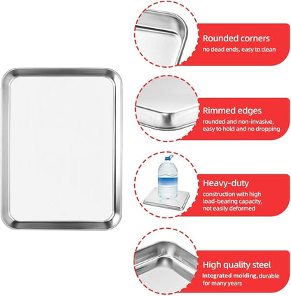 Skiennix Stainless Steel Baking Sheet - Non-Toxic Cookie Tray | 9 x 7 Inch, Easy Clean & Dishwasher Safe