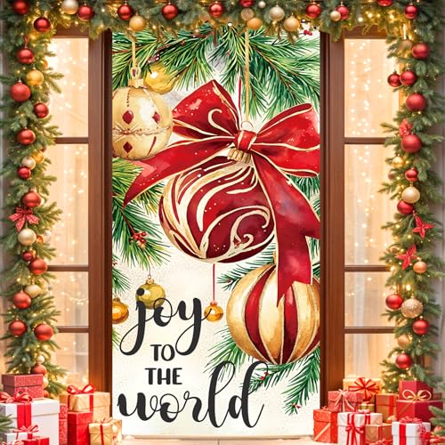 Christmas Door Cover Decorations Joy to the World Holiday Porch Sign