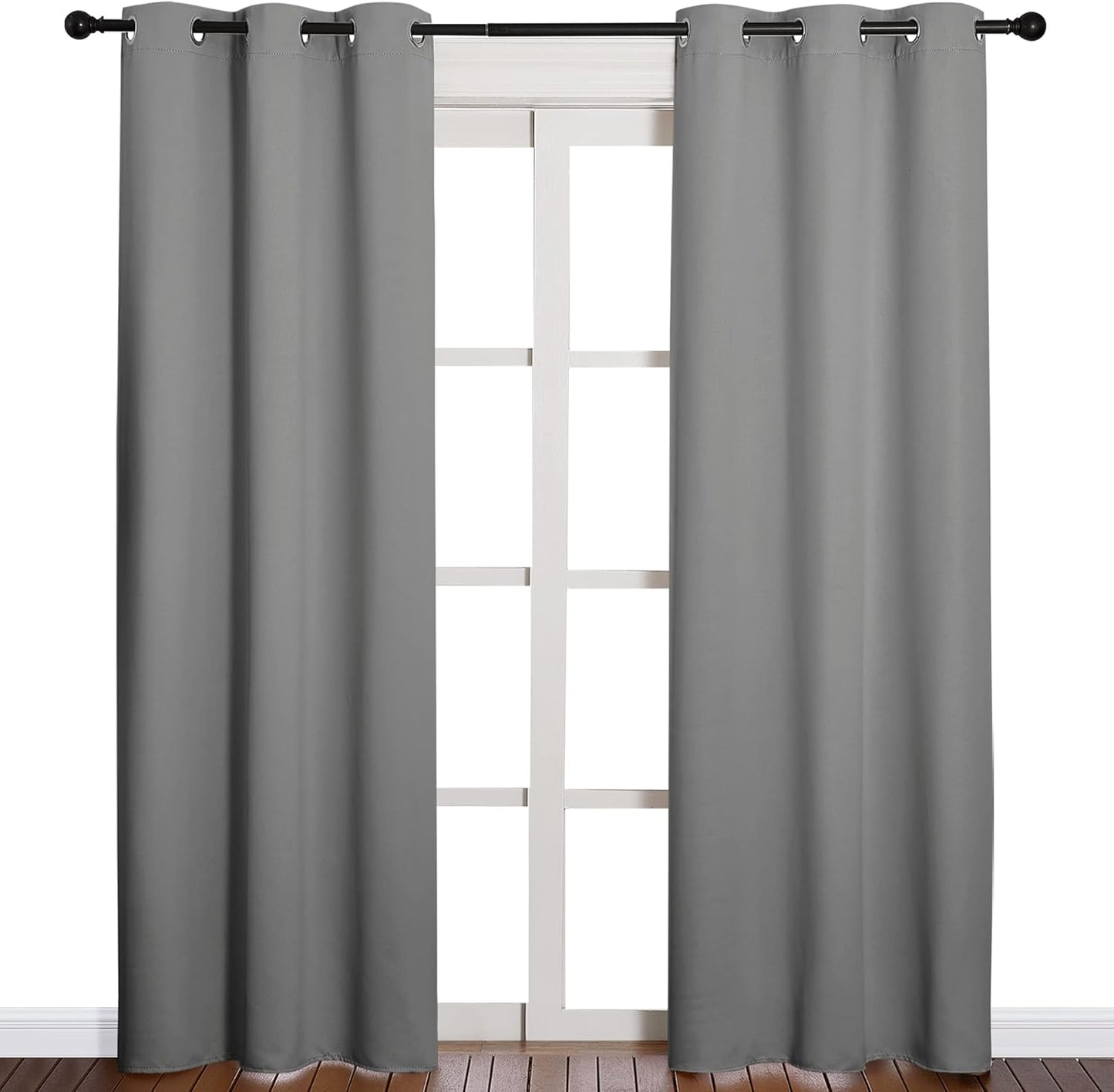 NICETOWN Thermal Insulated Blackout Curtains - Silver Grey Grommet Drapes for Office & Nursery | 2 Panels (W42 x L84-Inch)