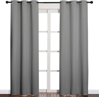 NICETOWN Thermal Insulated Blackout Curtains - Silver Grey Grommet Drapes for Office & Nursery | 2 Panels (W42 x L84-Inch)