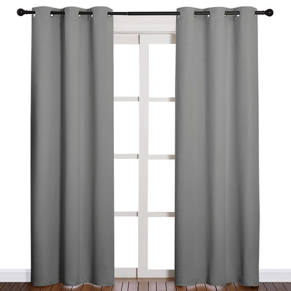 NICETOWN Thermal Insulated Grommet Blackout Curtains for Office, Kids Window Drape Panel for Nursery, Privacy Short Curtains (Silver Grey, 2 Panels, W42 x L84-Inch)