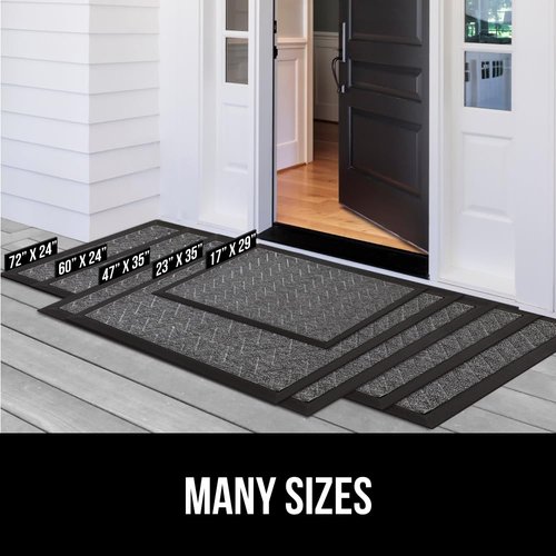 GORILLA GRIP 100% Waterproof All-Season WeatherMAX Doormat 35x23, US Designed Natural Rubber, Stain and Fade Resistant, Low Profile Indoor Outdoor Door Mats, Easy Clean Patio Mat, Gray Diamond