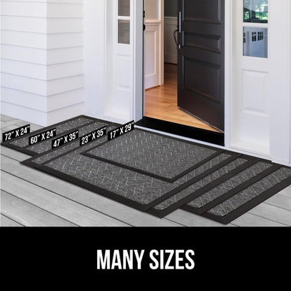 GORILLA GRIP 100% Waterproof All-Season WeatherMAX Doormat 35x23, US Designed Natural Rubber, Stain and Fade Resistant, Low Profile Indoor Outdoor Door Mats, Easy Clean Patio Mat, Gray Diamond