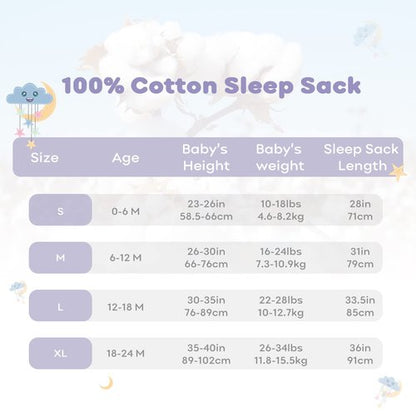 Yoofoss Baby Sleep Sack 12-18 Months Baby Wearable Blanket 100% Organic Cotton 2-Way Zipper TOG 0.5 Toddler Sleeping Sack 3 Pack, Comfy Soft Lightweight (Large)