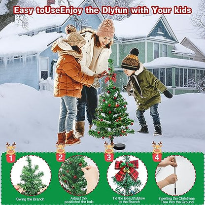 2 Pack Solar Christmas Tree Yard Stake Lights Waterproof Outdoor Decoration - Variation 2