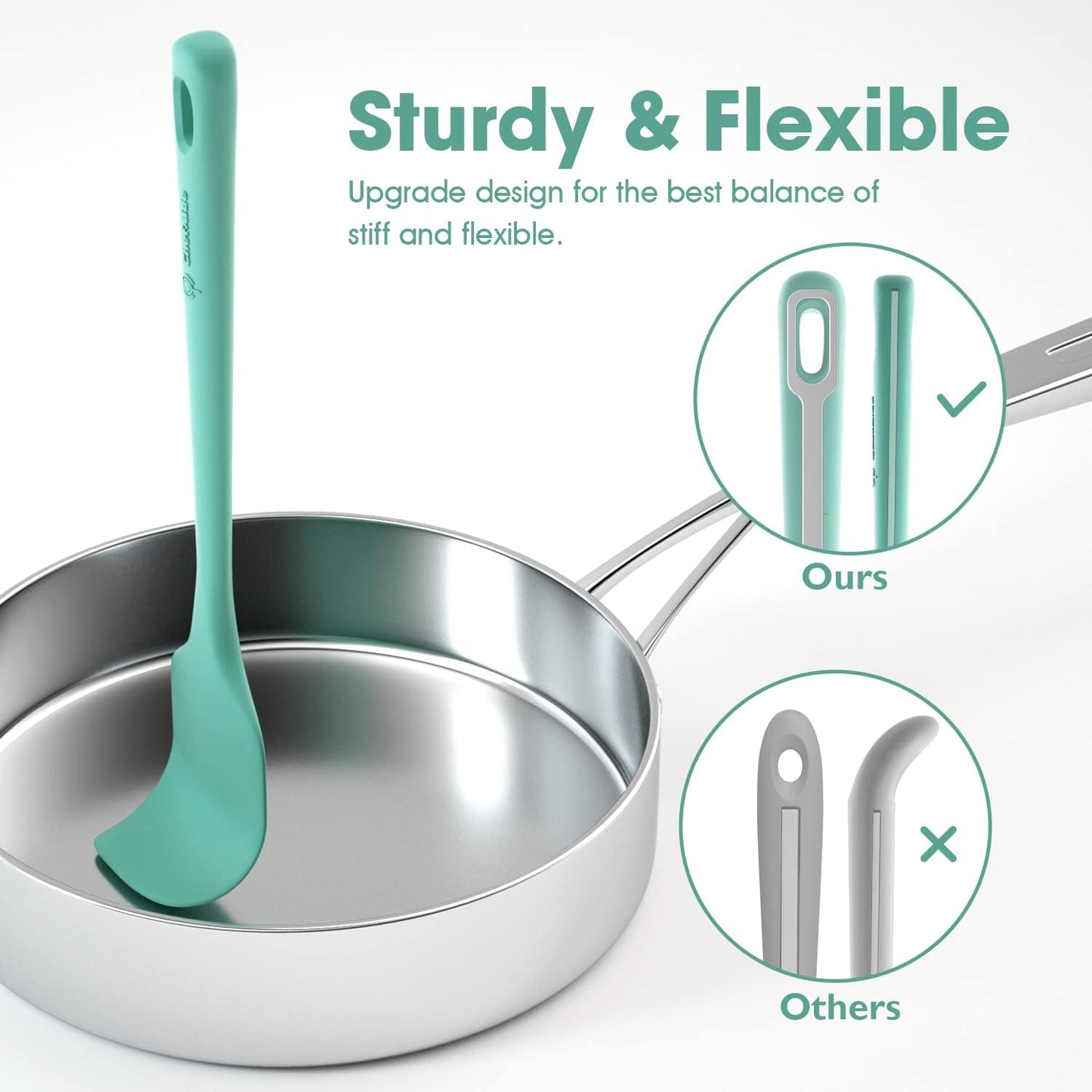 Skiennix Silicone Spatula Set - 4 Pieces, Ergonomic Grip, Heat Resistant Up to 600°F for Nonstick Cookware
