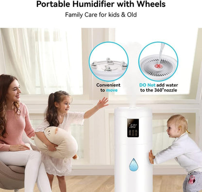 Skiennix Large Humidifier - 17L/4.5Gal Top Fill Design with 360° Nozzle for Homes & Offices