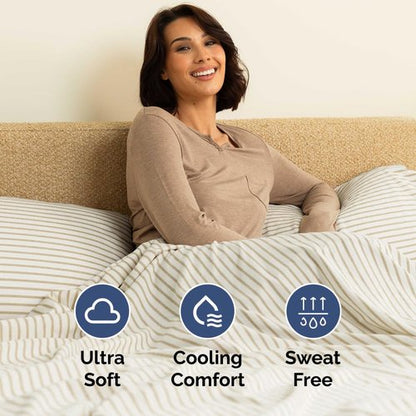 Full XL Bed Sheet - 4 Piece Full XL Bed Sheets Set - Soft, Breathable & Cooling - Hotel Luxury Bedding for Women, Men, Kids, Teens, Boys & Girls - Deep Pockets, Fade and Wrinkle Free - Beige Stripes