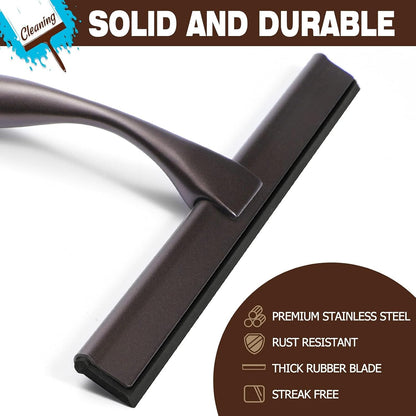 NETANY Shower Squeegee - 14-Inch Stainless Steel Tool for Streak-Free Bathroom & Shower Use