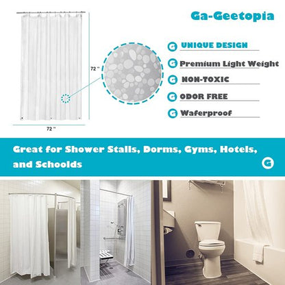 Ga-Geetopia EVA Clear Thin Shower Curtain Liner, Pebble Pattern 72x72 Inch Lightweight Plastic Bathroom Shower Showroom Inner Curtain with Rustproof Metal Grommets and Weighted Magnets(NO Hooks)