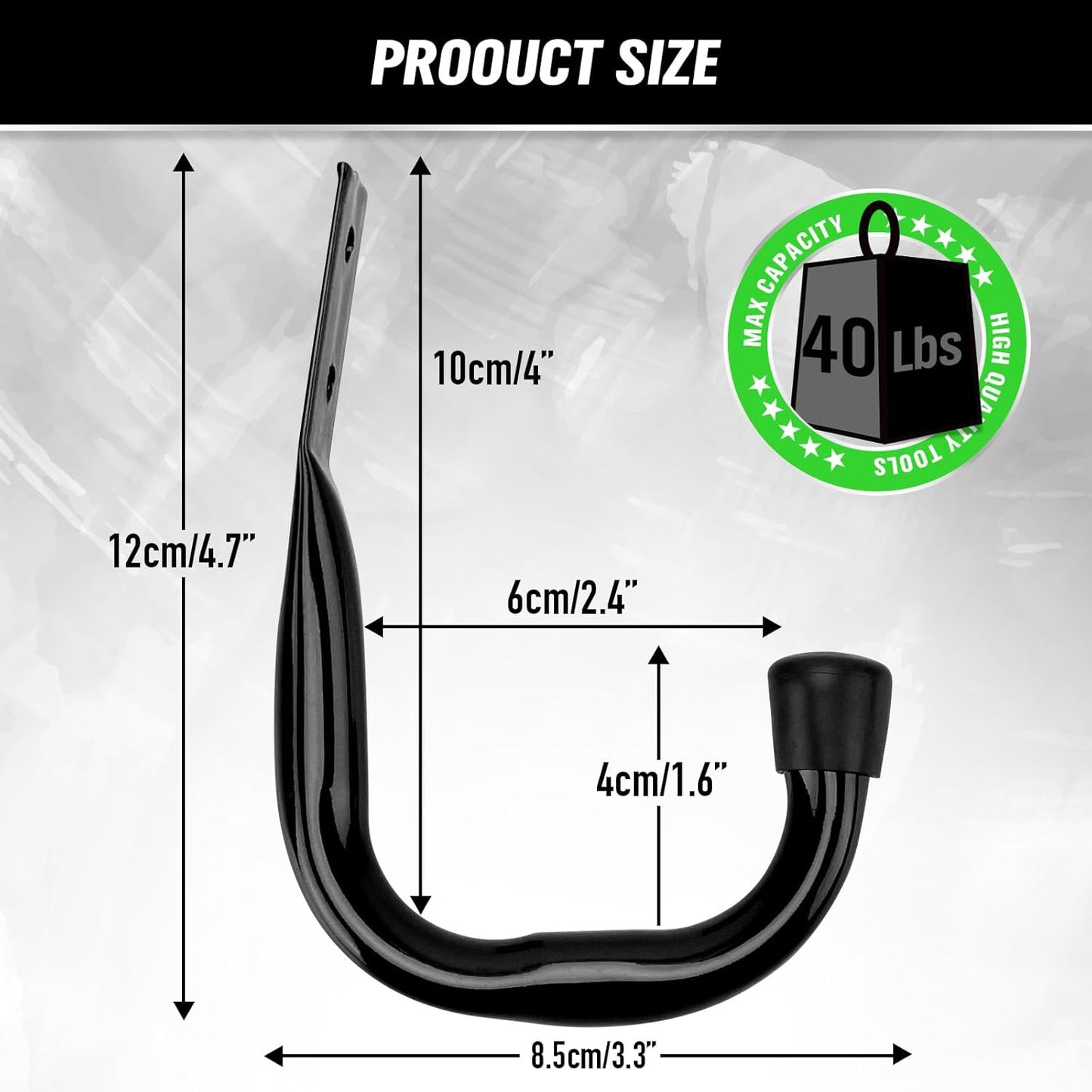 SWANLAKE Garden Tools | 12-Piece Heavy Duty Garage Storage Hooks Set - Utility Bike Wall Hooks