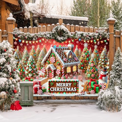 Christmas Party Backdrop Candy Cane Decorations 71 x 43 Inch Merry Christmas Banner