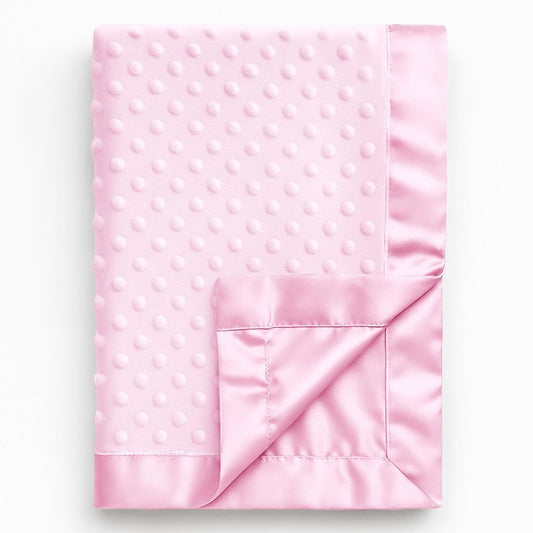 Pro Goleem Baby Soft Minky Dot Blanket with Silky Satin Backing Baby Gifts for Girls（Pink, 30’’ x 40’’）