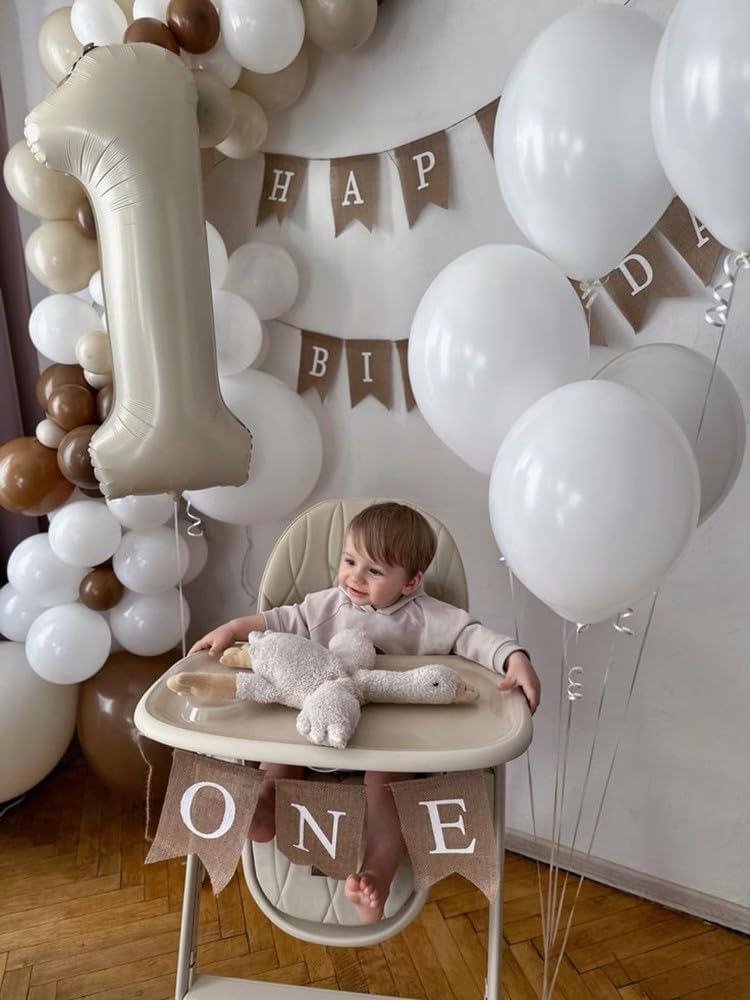 Number Balloons - 40 Inch Cream White 1 Balloon for 1st Birthday Party Decorations & Baby Showers