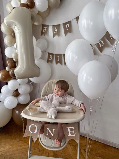 Number Balloons - 40 Inch Cream White 1 Balloon for 1st Birthday Party Decorations & Baby Showers