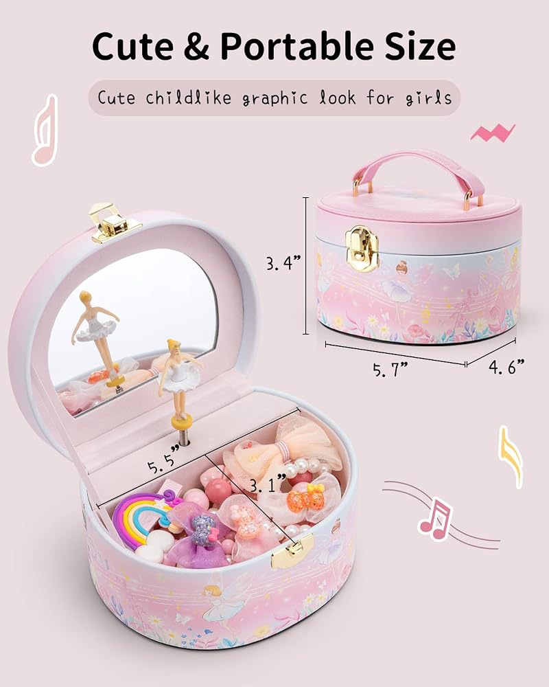 VLANDO Fairy Variation: Musical Jewelry Box for Girls – Arc Design, Spinning Ballerina