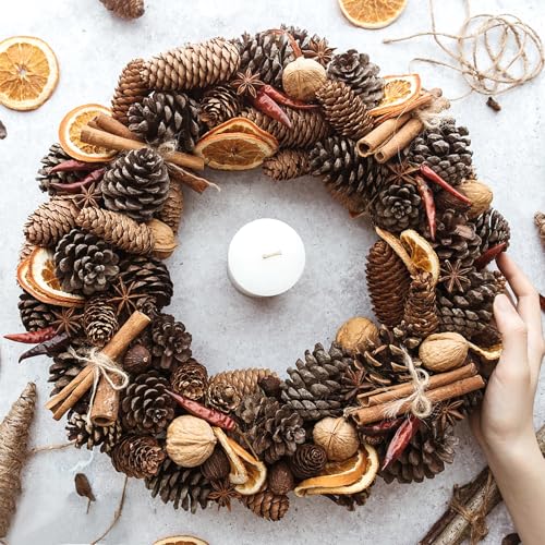 Natural Pine Cone Decorations for Christmas & Autumn - 65 pcs Bulk Set
