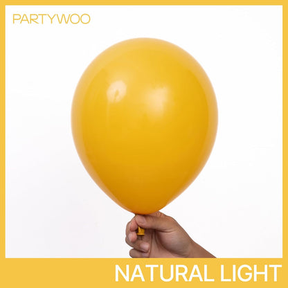 PartyWoo Mustard Yellow Balloons - 120pcs Boho Neutral Fall Balloon Arch Kit | 18", 12", 10", 5" Sizes for Birthday & Baby Shower Decor