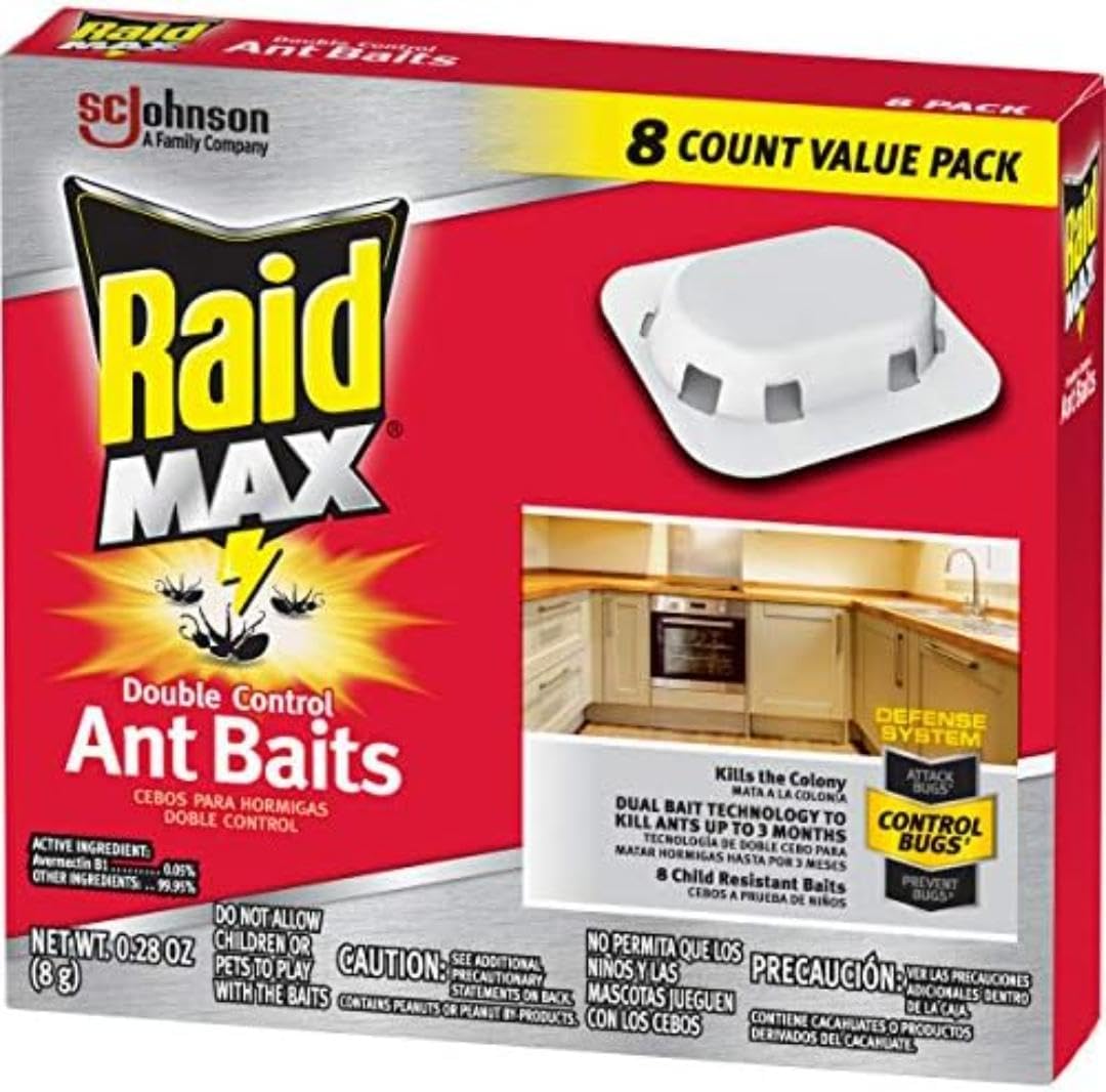 Raid Max Ant Baits - Double Control Formula Kills Entire Colony | 8 Count
