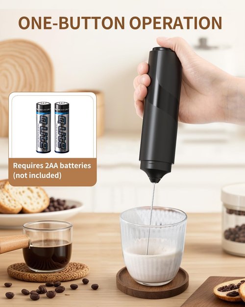 CIRCLE JOY Portable Milk Frother - Battery Operated Electric Coffee Mixer for Matcha & Lattes | Black