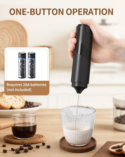 CIRCLE JOY Portable Milk Frother - Battery Operated Electric Coffee Mixer for Matcha & Lattes | Black