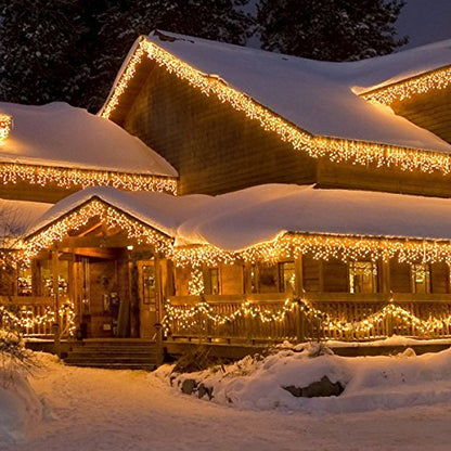 100 Count Warm White Icicle Christmas Lights - Waterproof & Connectable Outdoor String Lights