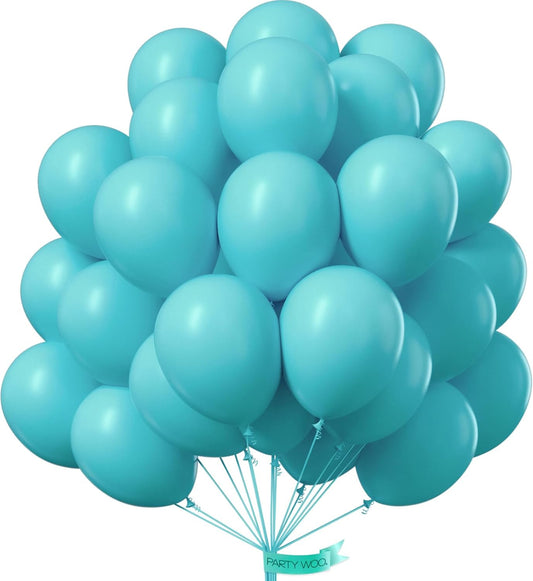 PartyWoo Teal Balloons - 100pcs 12 Inch Turquoise Latex Balloons for Baby Showers & Celebrations
