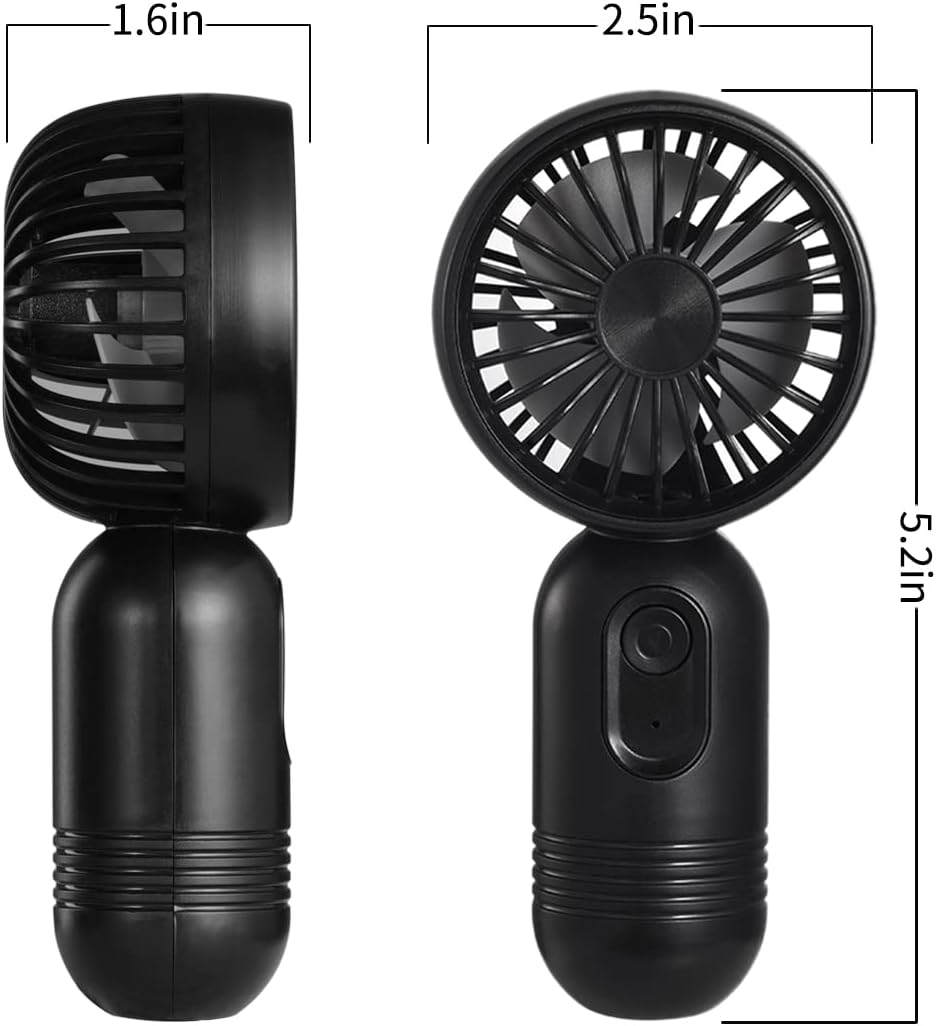 Skiennix Mini Portable Fan - Lightweight Handheld Battery Operated Fan with 3 Speeds | USB Rechargeable, 2 Pack