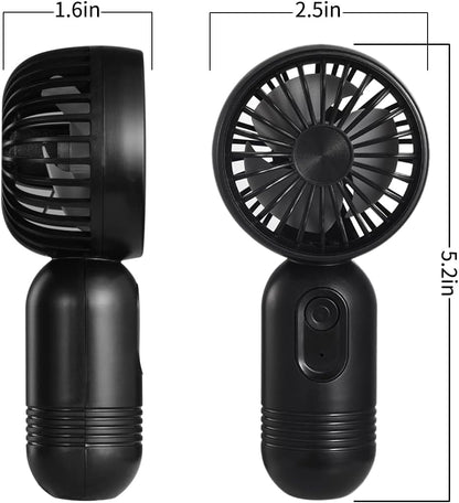 Skiennix Mini Portable Fan - Lightweight Handheld Battery Operated Fan with 3 Speeds | USB Rechargeable, 2 Pack