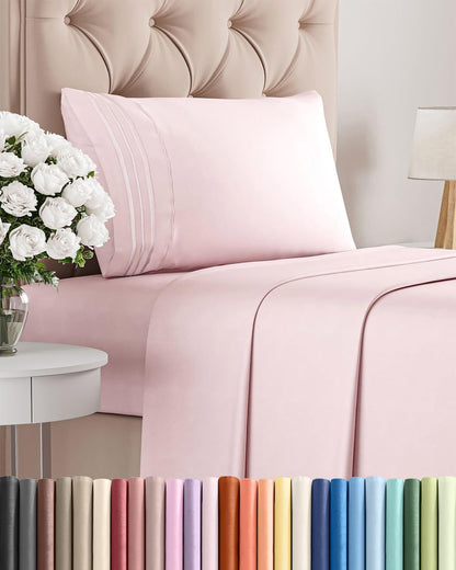 Skiennix Twin XL Sheet Set - Comfy Cooling Bed Sheets | Luxury Hotel Quality - Lavender Pink - Deep Pockets