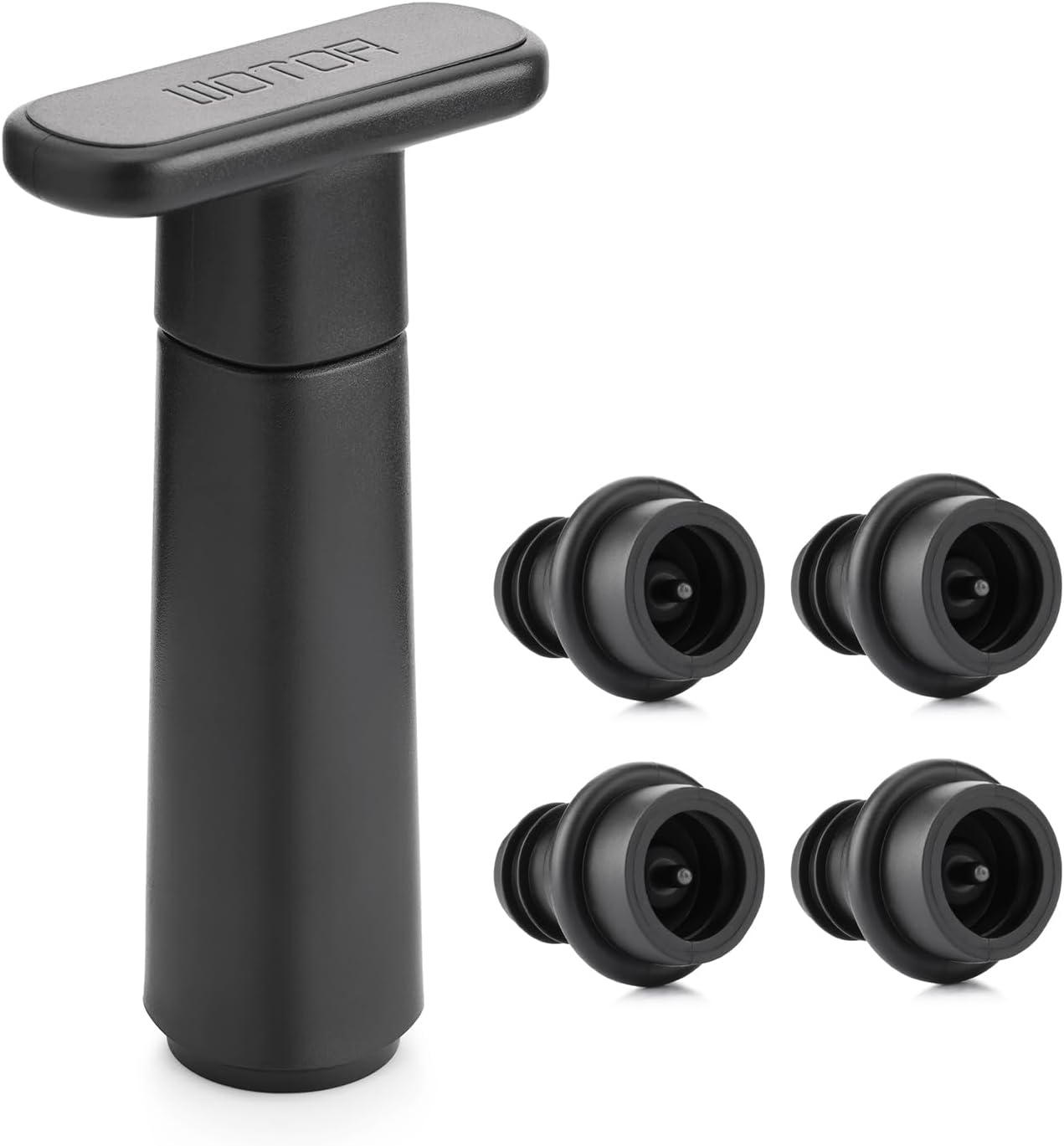 WOTOR Wine Saver Vacuum Pump with 4 Stoppers, Wine Stopper, Wine Preserver, Reusable Bottle Sealer Keeps Wine Fresh, Ideal Wine Accessories Gift