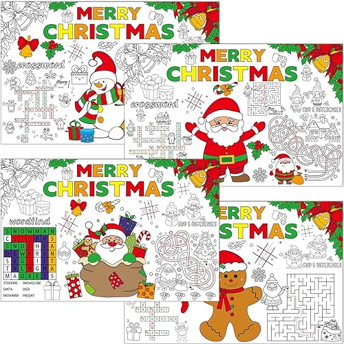 Christmas Coloring Placemats Set of 32 - Holiday Table Mats for Kids and Parties