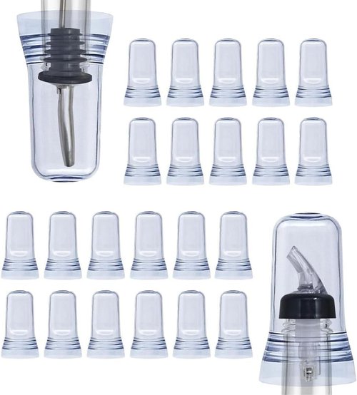 Esatto 24 Pieces Pour Spout Covers - Translucent Liquor Bottle Toppers, Universal Bottle Pour Dispenser, Liquor Bottle Covers Bottle Cover Dust for Home Kitchen Tools Supplies