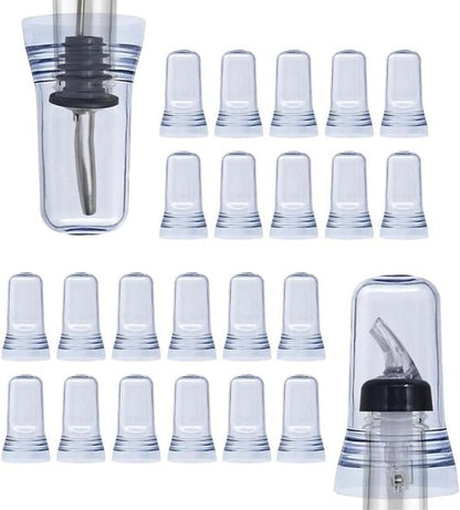 Esatto 24 Pieces Pour Spout Covers - Translucent Liquor Bottle Toppers, Universal Bottle Pour Dispenser, Liquor Bottle Covers Bottle Cover Dust for Home Kitchen Tools Supplies