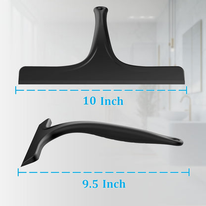 Silicone Shower Squeegee - Effortlessly Remove Water Spots from Glass & Tiles | 10 Inch, Black
