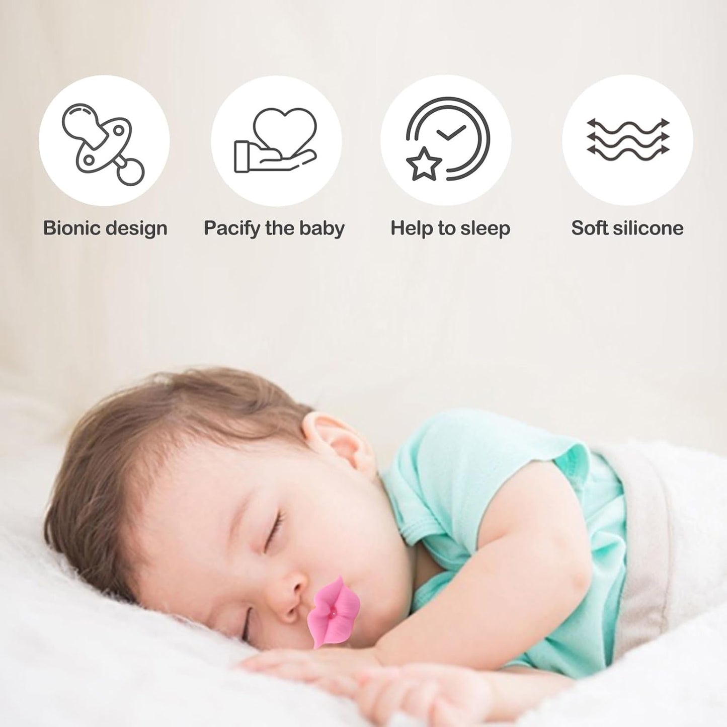 ROBBEAR Funny Baby Pacifier - Cute Mustache Vampire Binky | BPA-Free Silicone for Infants 0-36 Months