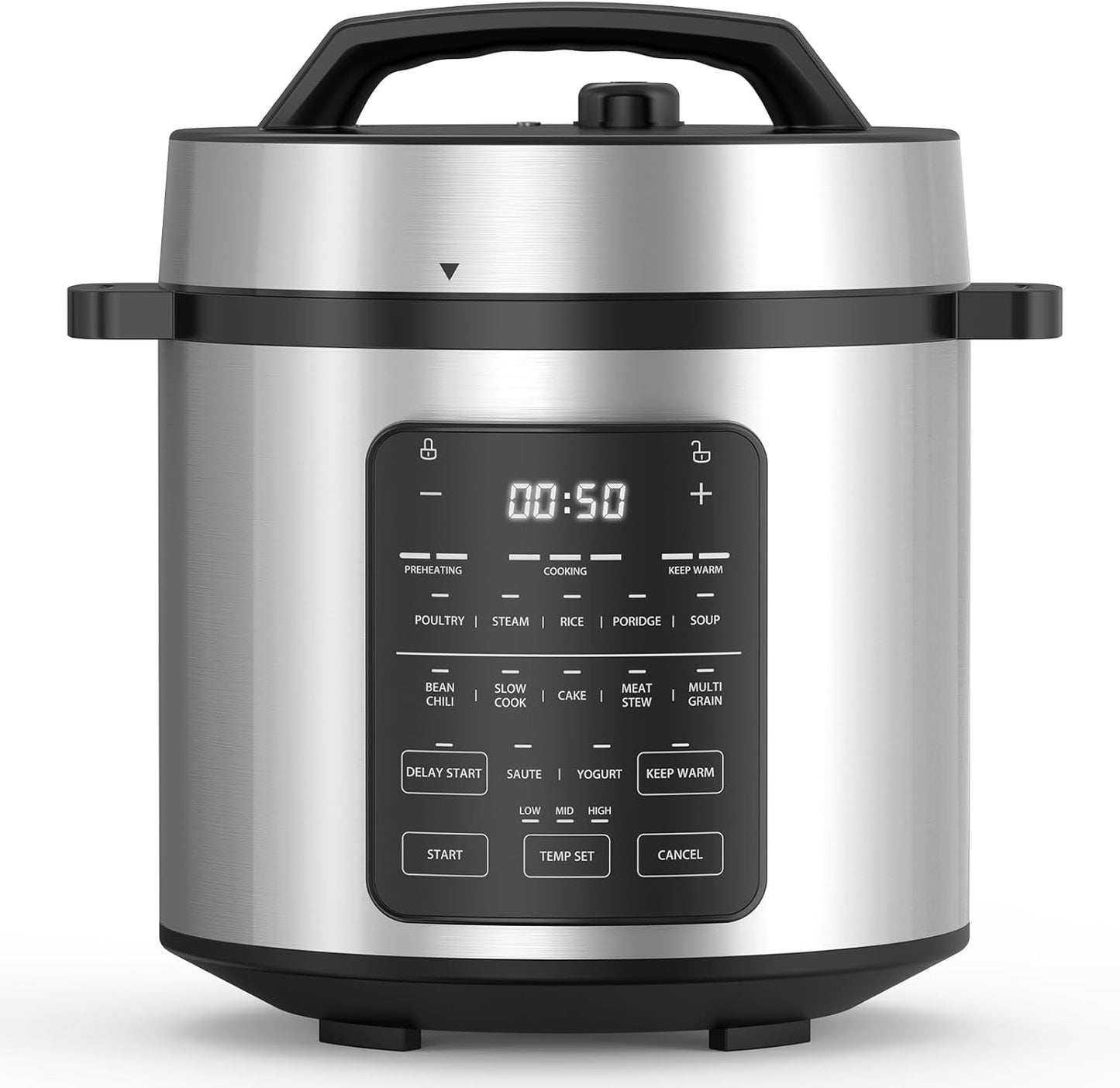 Sweetcrispy 6 QT Electric Pressure Cooker - 12-in-1 Multi-Function Digital Cooker | Stainless Steel Silver