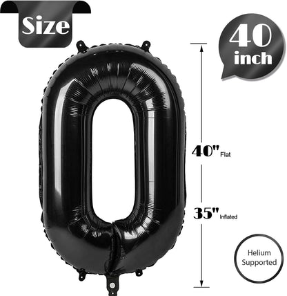 Black Number Balloon - 40 Inch 0 Number Balloons | Birthday Decorations for Men & Women