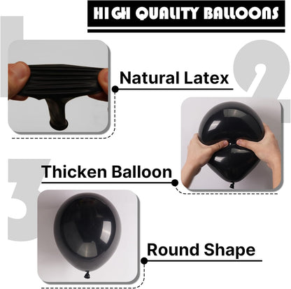 PartyWoo Black Balloons - 145-Piece Arch Kit with Various Sizes for Baby Showers & Birthdays