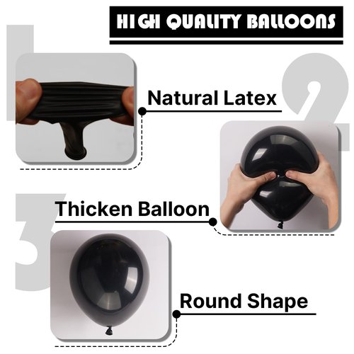 PartyWoo Black Balloons 155 pcs Different Sizes of 18 12 10 5 Inch Black Balloons Arch Kit Garland for Baby Shower Birthday Graduation Casino Gaming Anniversary Race Car Party Decorations Black-Y18