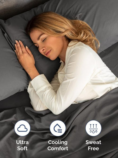 Extra Deep Cal King Fitted Sheet - Hotel Luxury Single Fitted Sheet Only - Easily Fits 18 inch to 24 inch Mattress - Ultra Soft, Wrinkle Free with Extra Deep Pockets - Breathable & Comfy - Charcoal