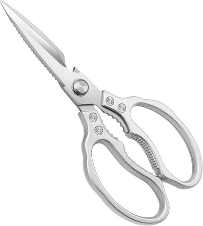CGBE Kitchen Scissors - Heavy-Duty Multi-Purpose Shears for Poultry, Fish & Meat | Dishwasher Safe, Silver