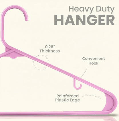 Utopia Home Plastic Hangers - Durable Space-Saving Closet Organizers - 50 Pack in Pink for Shirts, Pants & Coats