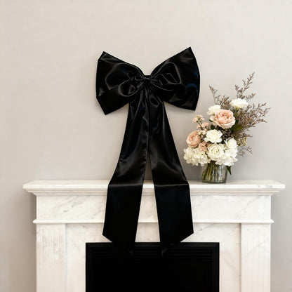 Skiennix Black & White Bow Decor - 2 Pack Large & Small Coquette Room Backdrop for Events